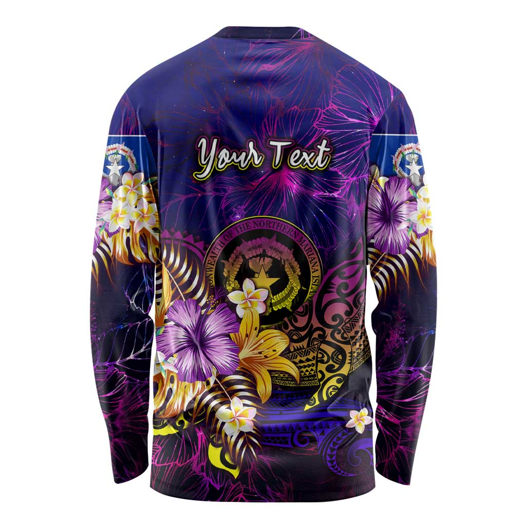 Northern Mariana Islands Long Sleeve Shirt Whale Hibiscus Polynesian