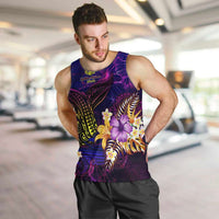 Northern Mariana Islands Men Tank Top Whale Hibiscus Polynesian DT02 Purple - Polynesian Pride
