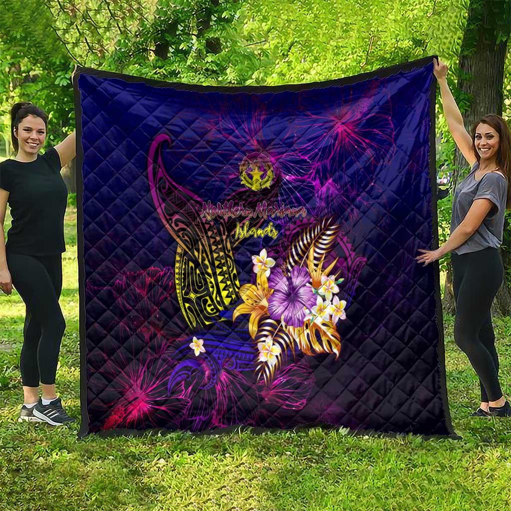 Northern Mariana Islands Quilt Whale Hibiscus Polynesian