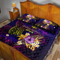 Northern Mariana Islands Quilt Bed Set Whale Hibiscus Polynesian
