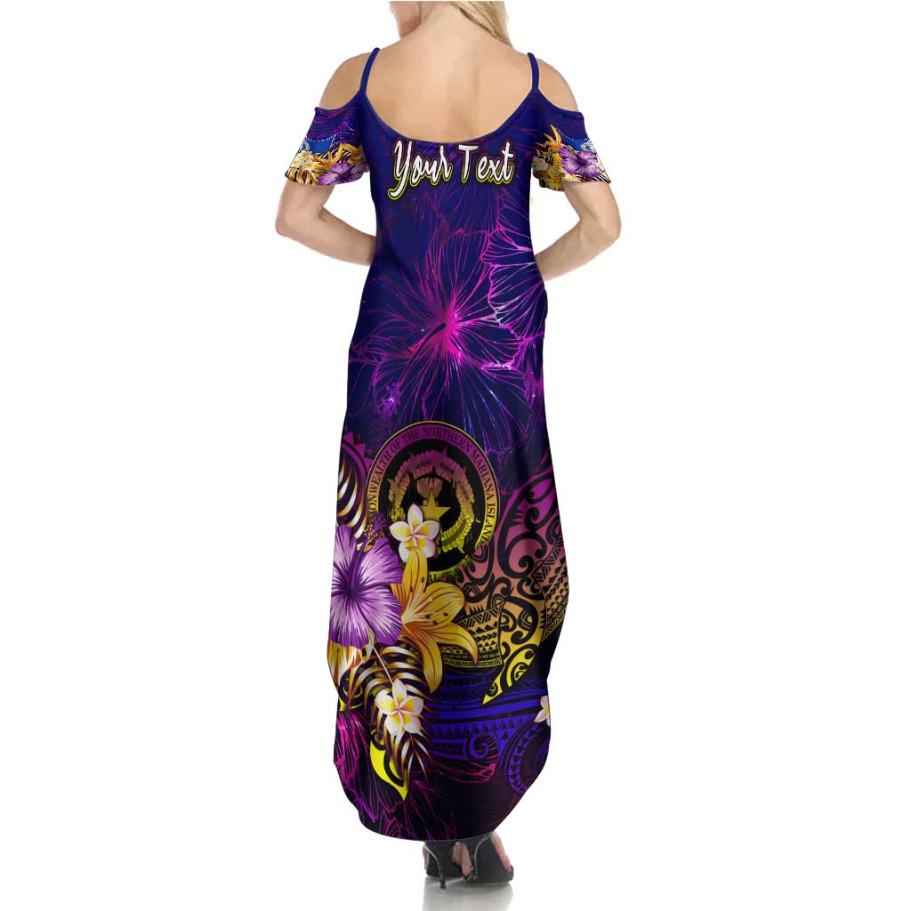 Northern Mariana Islands Summer Maxi Dress Whale Hibiscus Polynesian
