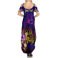 Northern Mariana Islands Summer Maxi Dress Whale Hibiscus Polynesian