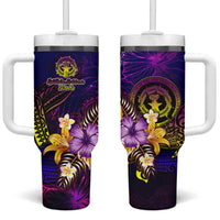 Northern Mariana Islands Tumbler With Handle Whale Hibiscus Polynesian