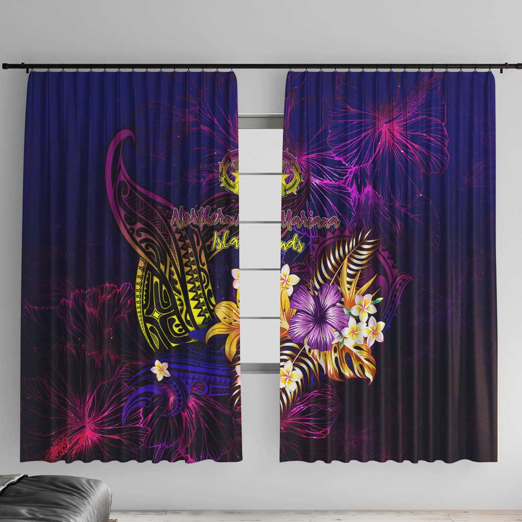 Northern Mariana Islands Window Curtain Whale Hibiscus Polynesian
