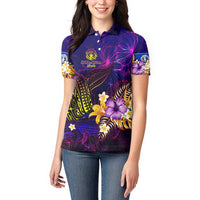 Northern Mariana Islands Women Polo Shirt Whale Hibiscus Polynesian