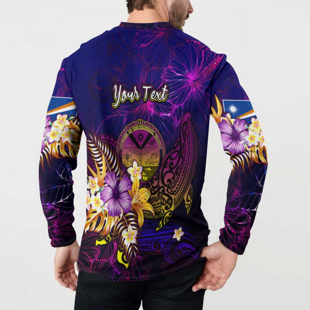 Marshall Islands Button Sweatshirt Whale Hibiscus Polynesian