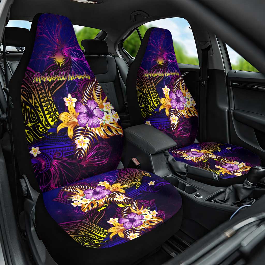 Marshall Islands Car Seat Cover Whale Hibiscus Polynesian