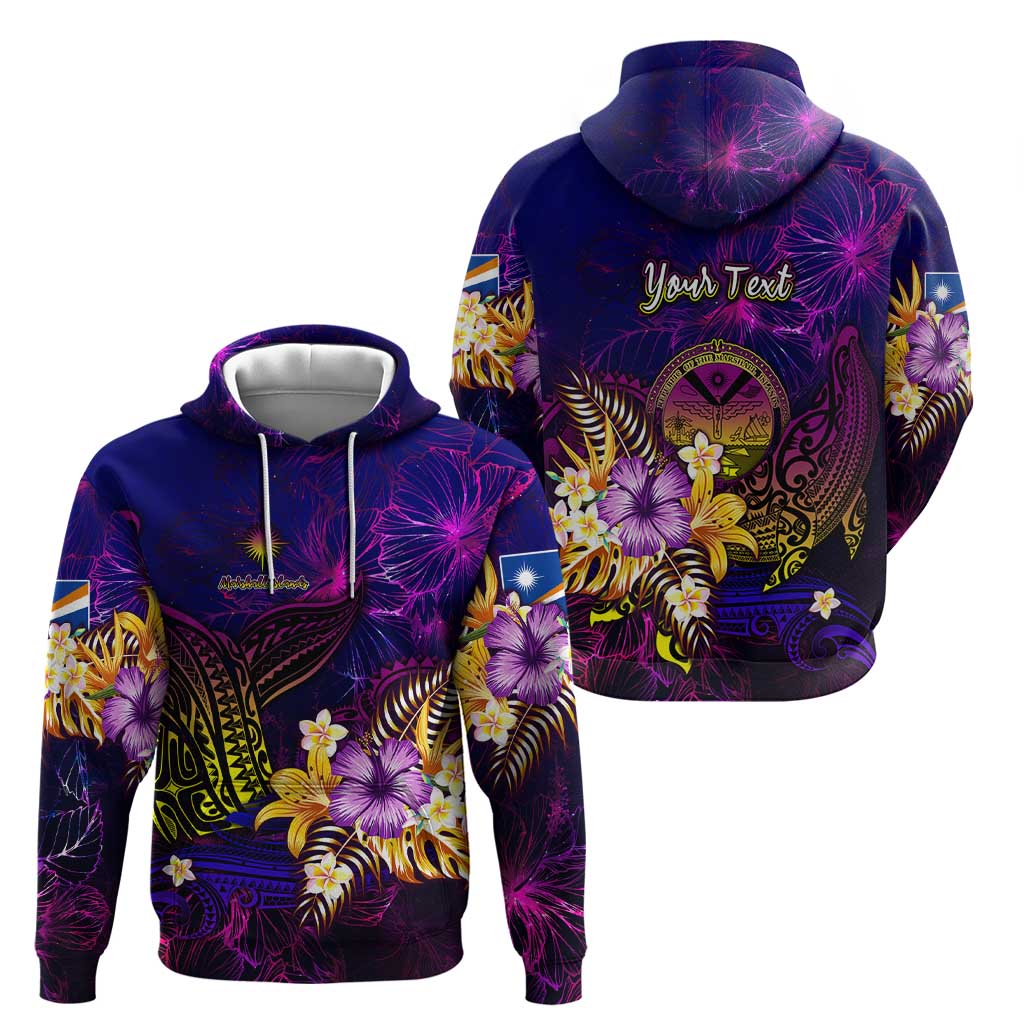Marshall Islands Hoodie Whale Hibiscus Polynesian