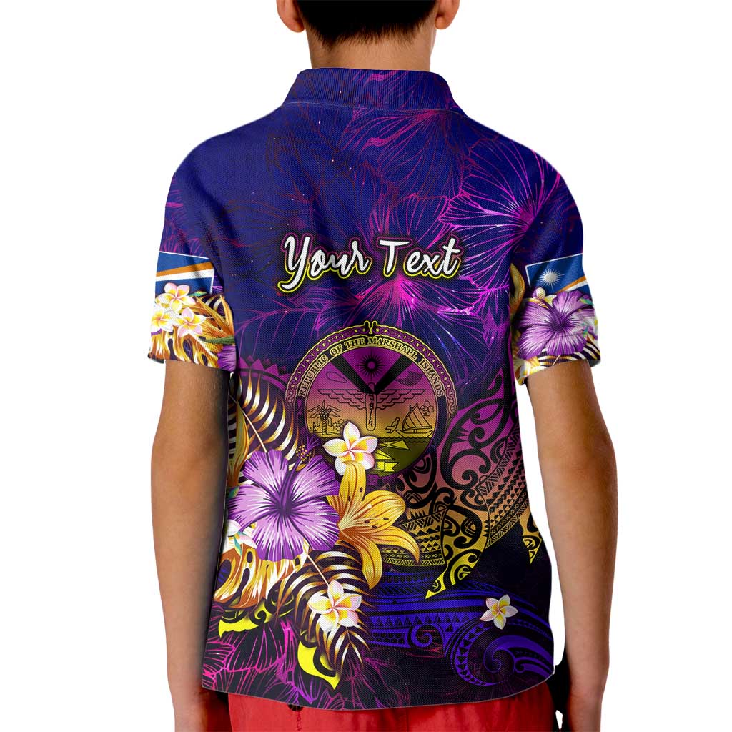 Marshall Islands Kid Polo Shirt Whale Hibiscus Polynesian
