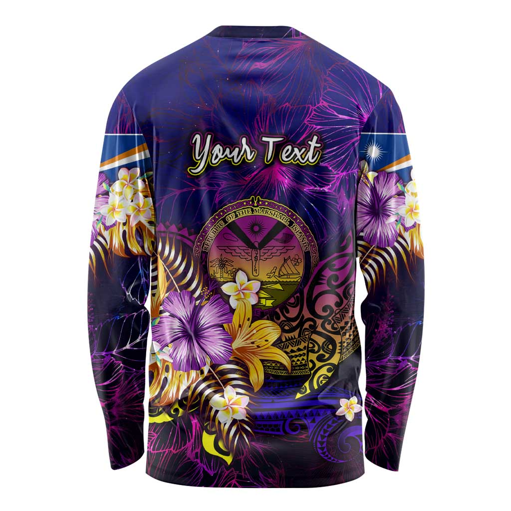 Marshall Islands Long Sleeve Shirt Whale Hibiscus Polynesian