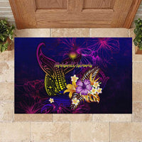Marshall Islands Rubber Doormat Whale Hibiscus Polynesian