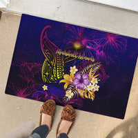 Marshall Islands Rubber Doormat Whale Hibiscus Polynesian