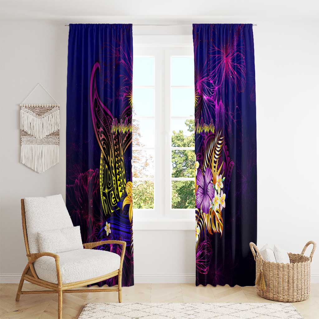 Marshall Islands Window Curtain Whale Hibiscus Polynesian