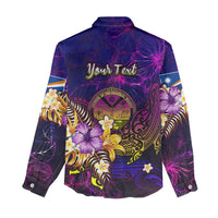 Marshall Islands Women Casual Shirt Whale Hibiscus Polynesian