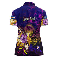 Marshall Islands Women Polo Shirt Whale Hibiscus Polynesian