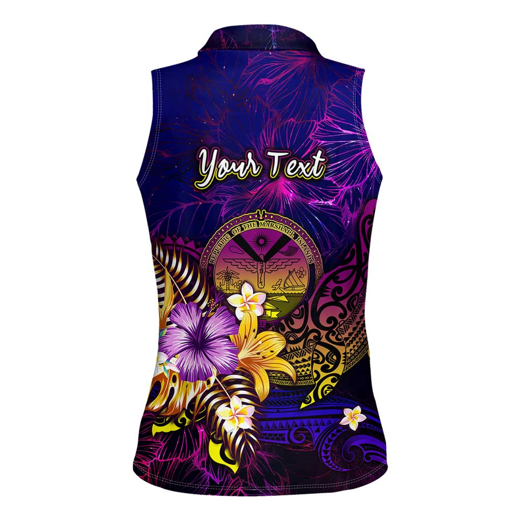 Marshall Islands Women Sleeveless Polo Shirt Whale Hibiscus Polynesian