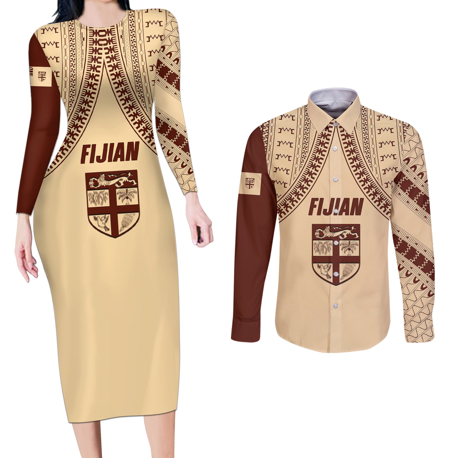 fiji-bula-couples-matching-long-sleeve-bodycon-dress-and-long-sleeve-button-shirts-tapa-pattern-design