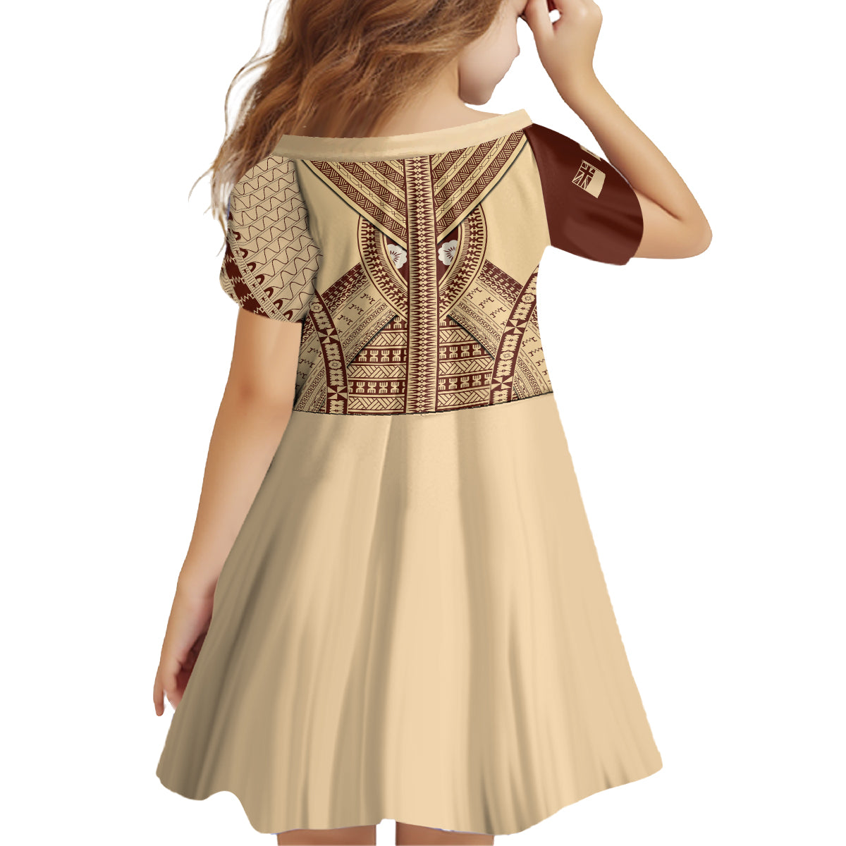 Fiji Bula Kid Short Sleeve Dress Tapa Pattern Design DT02 - Polynesian Pride