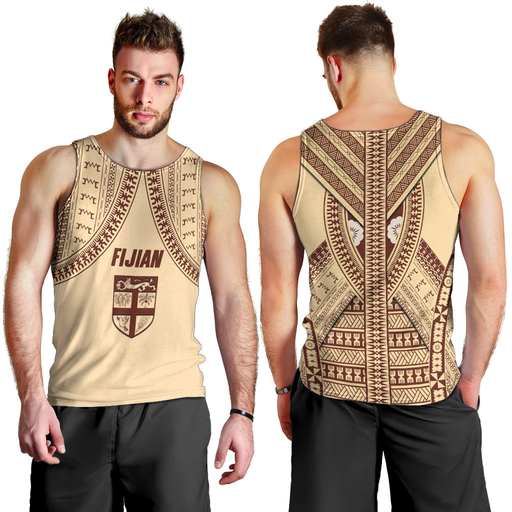 Fiji Bula Men Tank Top Tapa Pattern Design DT02 - Polynesian Pride