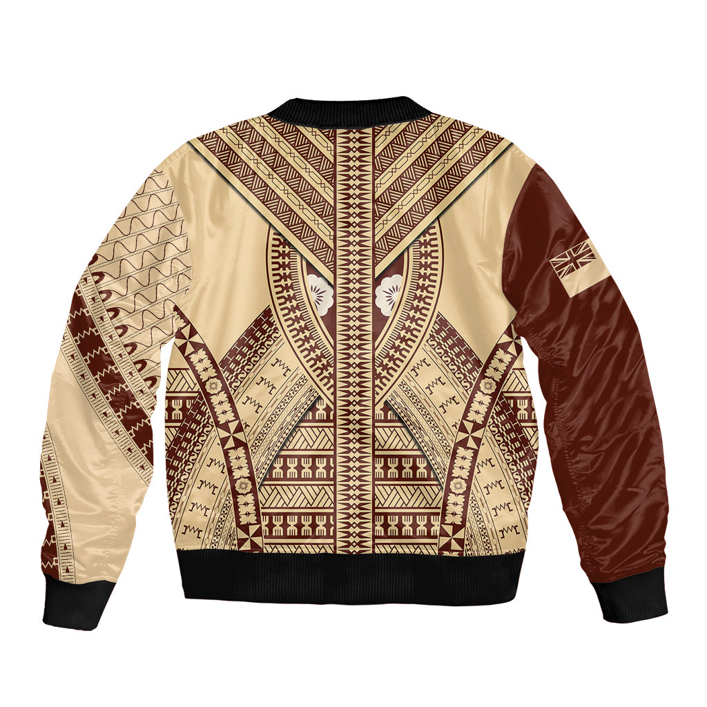 Fiji Bula Sleeve Zip Bomber Jacket Tapa Pattern Design DT02 - Polynesian Pride