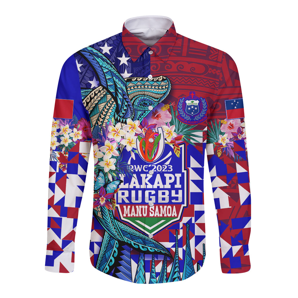 manu-samoa-rugby-2023-long-sleeve-button-shirt-humpback-whale-hexagon-tribal-tropical-style