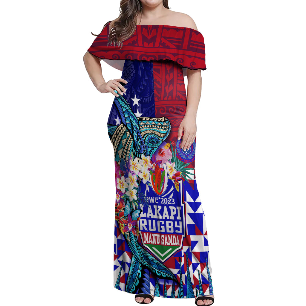 manu-samoa-rugby-2023-off-shoulder-maxi-dress-humpback-whale-hexagon-tribal-tropical-style