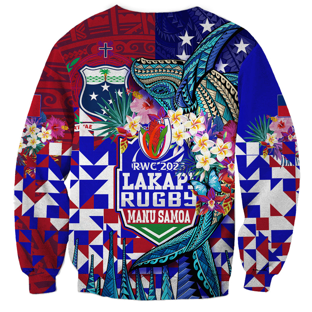 Manu Samoa Rugby 2023 Sweatshirt Humpback Whale Hexagon Tribal Tropical Style DT02 - Polynesian Pride