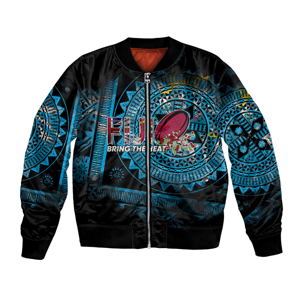 Fiji Rugby Bomber Jacket Bring The Heat DT02 Unisex Blue - Polynesian Pride