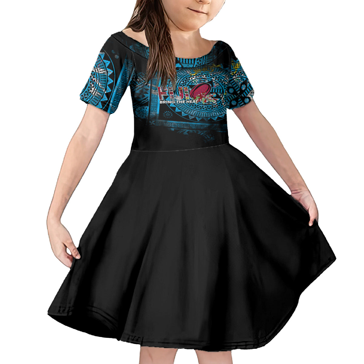 Fiji Rugby Kid Short Sleeve Dress Bring The Heat DT02 KID Blue - Polynesian Pride