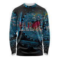 Fiji Rugby Long Sleeve Shirt Bring The Heat DT02 Unisex Blue - Polynesian Pride
