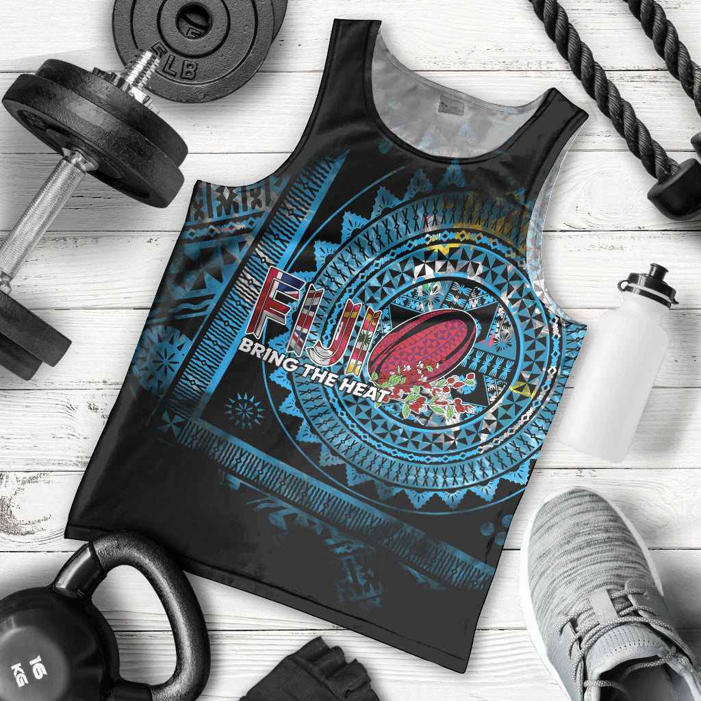 Fiji Rugby Men Tank Top Bring The Heat DT02 Blue - Polynesian Pride