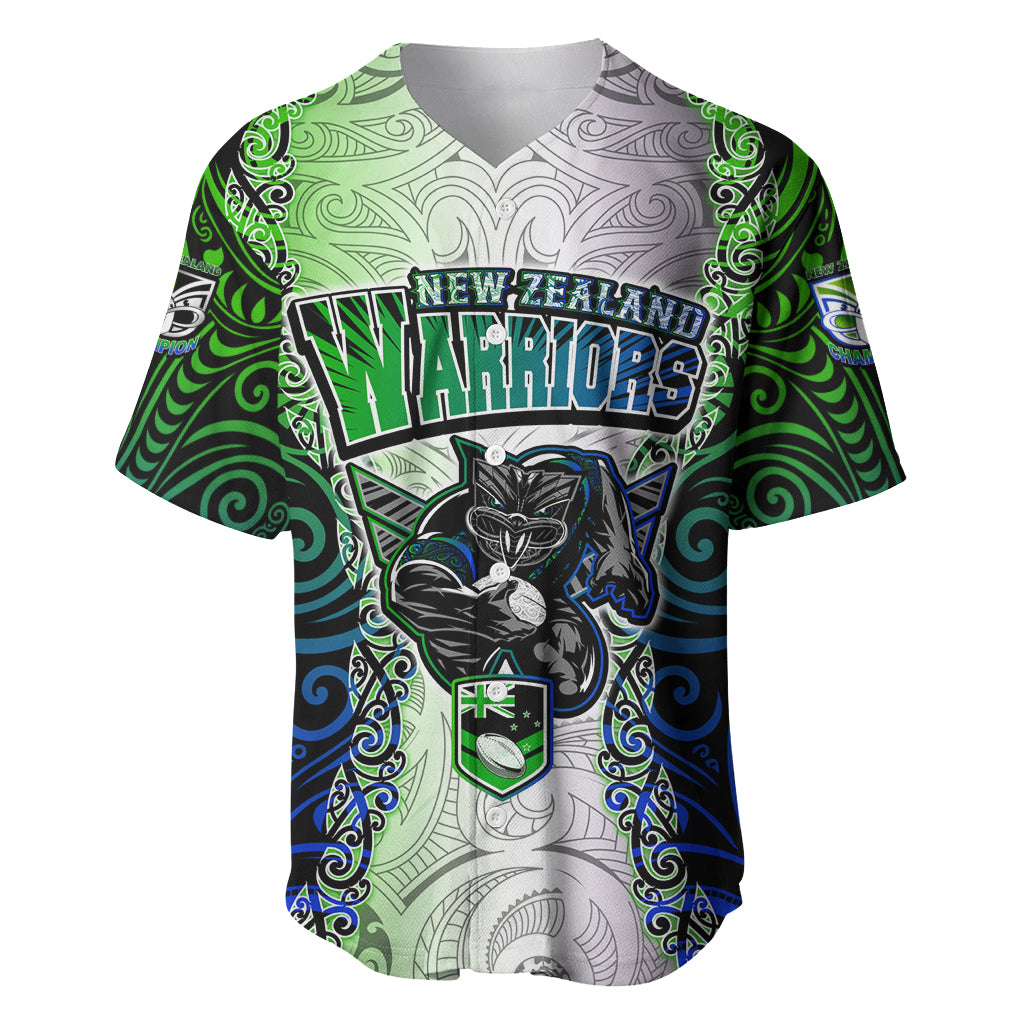 Personalised New Zealand Warriors Baseball Jersey Maori Silver Fern Green DT02 Green - Polynesian Pride