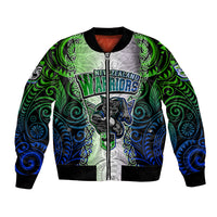 Personalised New Zealand Warriors Bomber Jacket Maori Silver Fern Green DT02 Unisex Green - Polynesian Pride