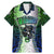 Personalised New Zealand Warriors Family Matching Mermaid Dress and Hawaiian Shirt Maori Silver Fern Green DT02 Dad's Shirt - Short Sleeve Green - Polynesian Pride