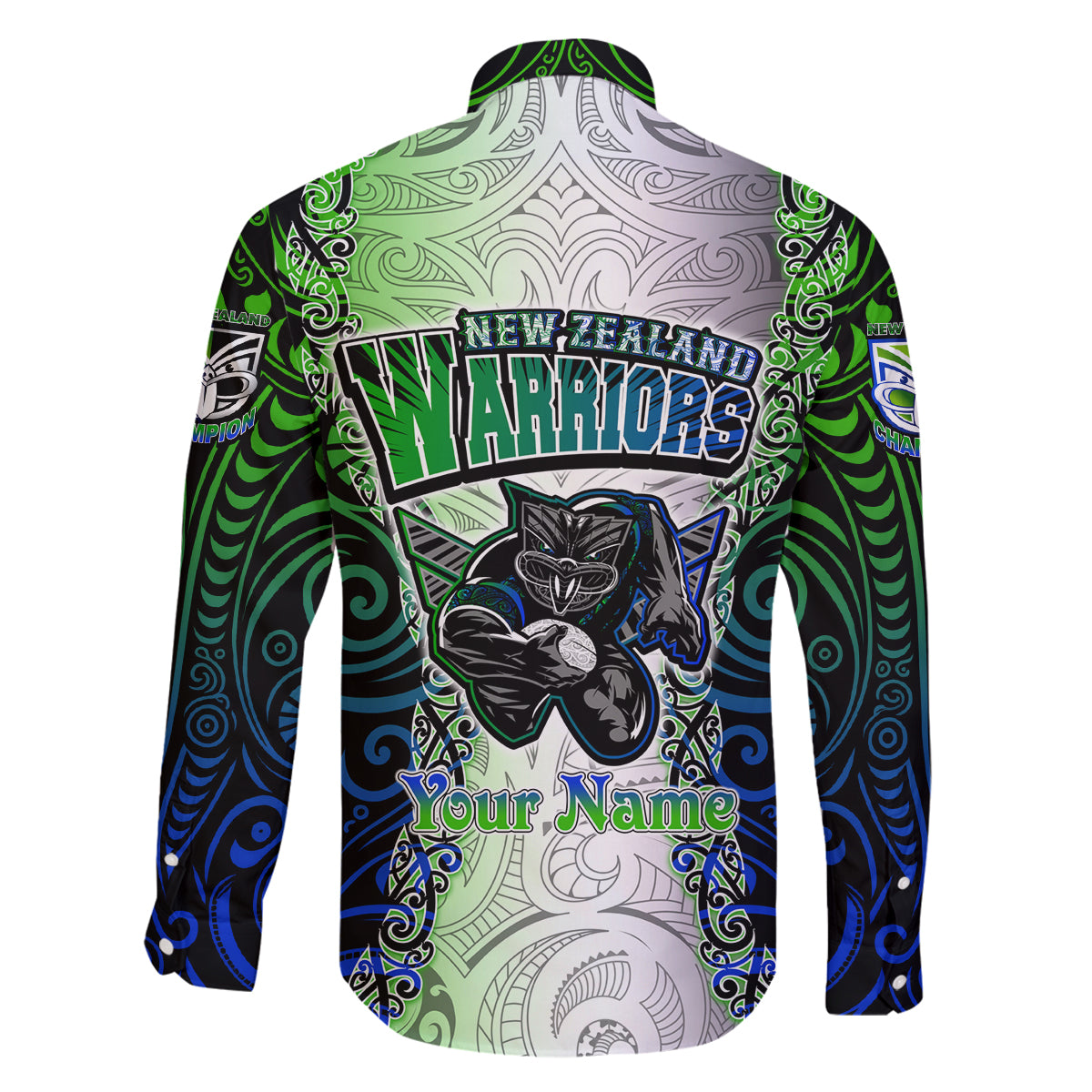 Personalised New Zealand Warriors Family Matching Mermaid Dress and Hawaiian Shirt Maori Silver Fern Green DT02 - Polynesian Pride