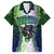 Personalised New Zealand Warriors Family Matching Off Shoulder Long Sleeve Dress and Hawaiian Shirt Maori Silver Fern Green DT02 Dad's Shirt - Short Sleeve Green - Polynesian Pride