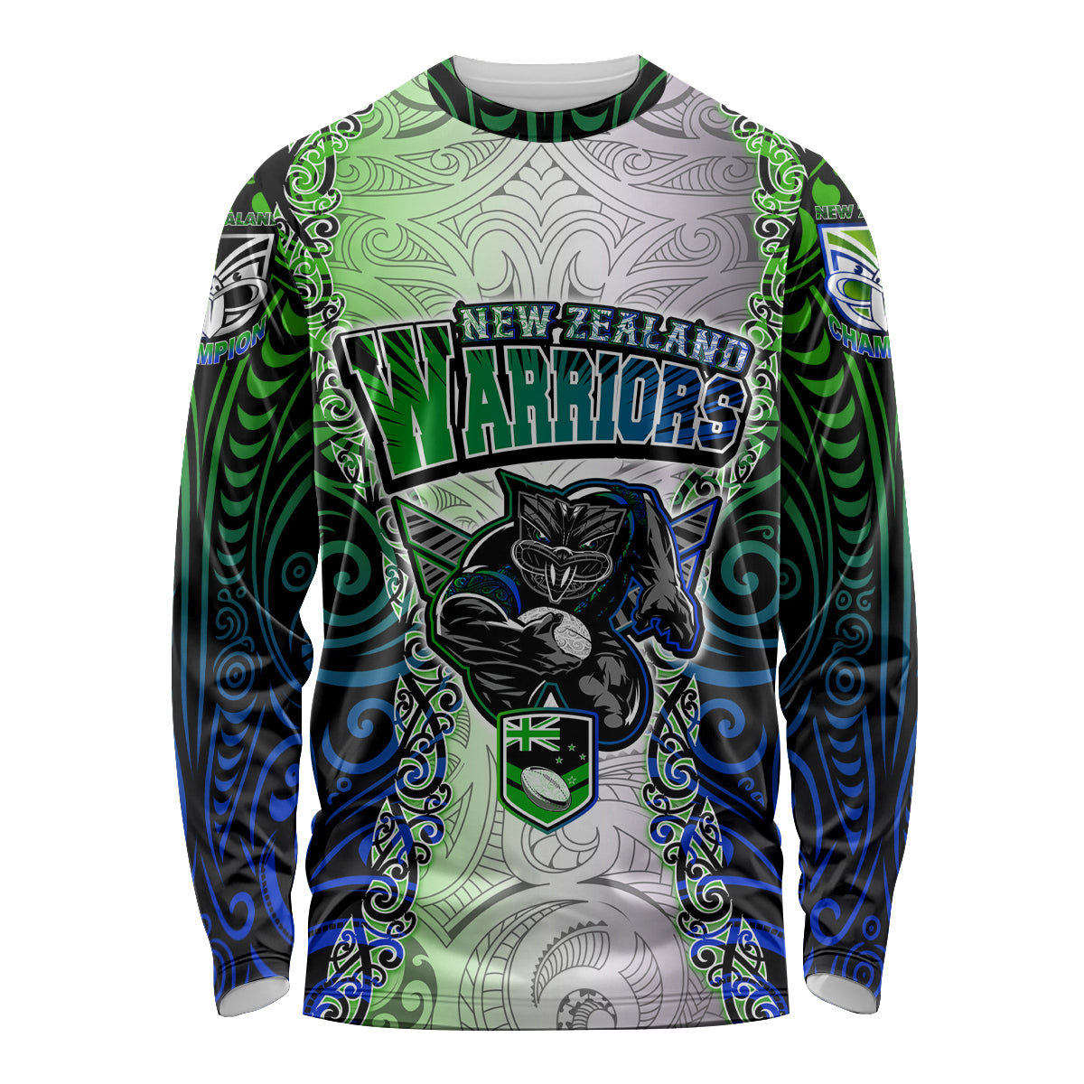 Personalised New Zealand Warriors Long Sleeve Shirt Maori Silver Fern Green DT02 Unisex Green - Polynesian Pride