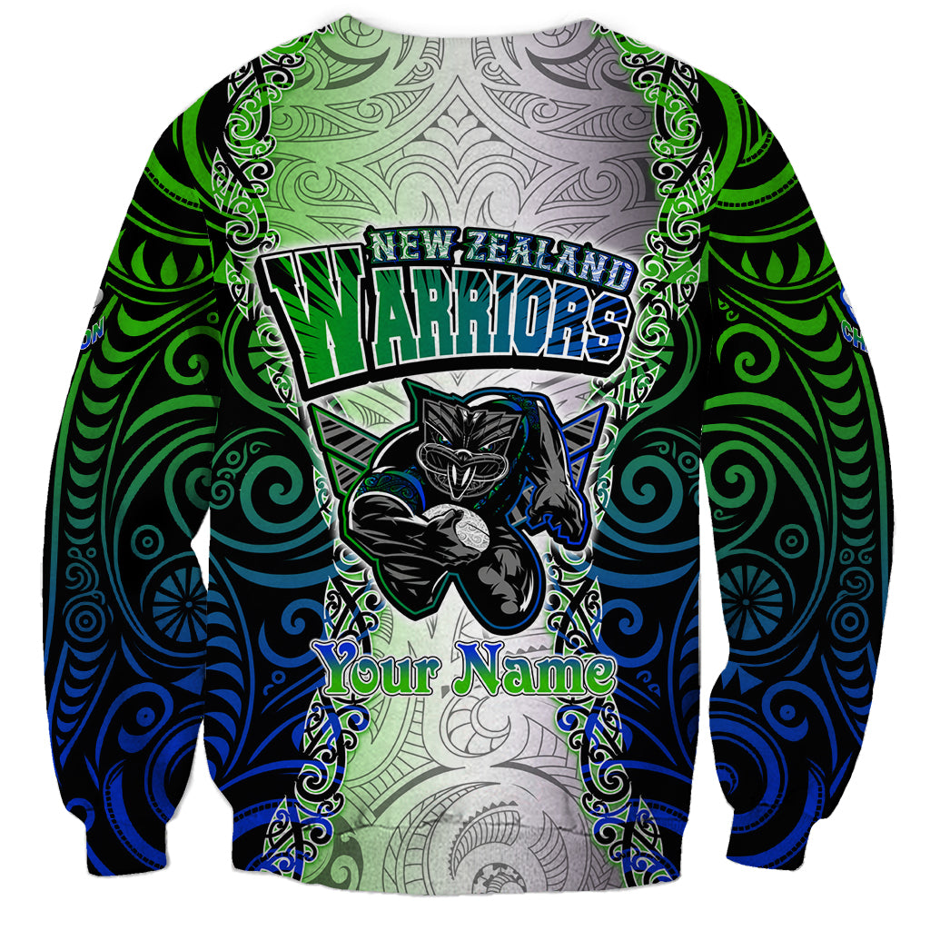 Personalised New Zealand Warriors Sweatshirt Maori Silver Fern Green DT02 - Polynesian Pride