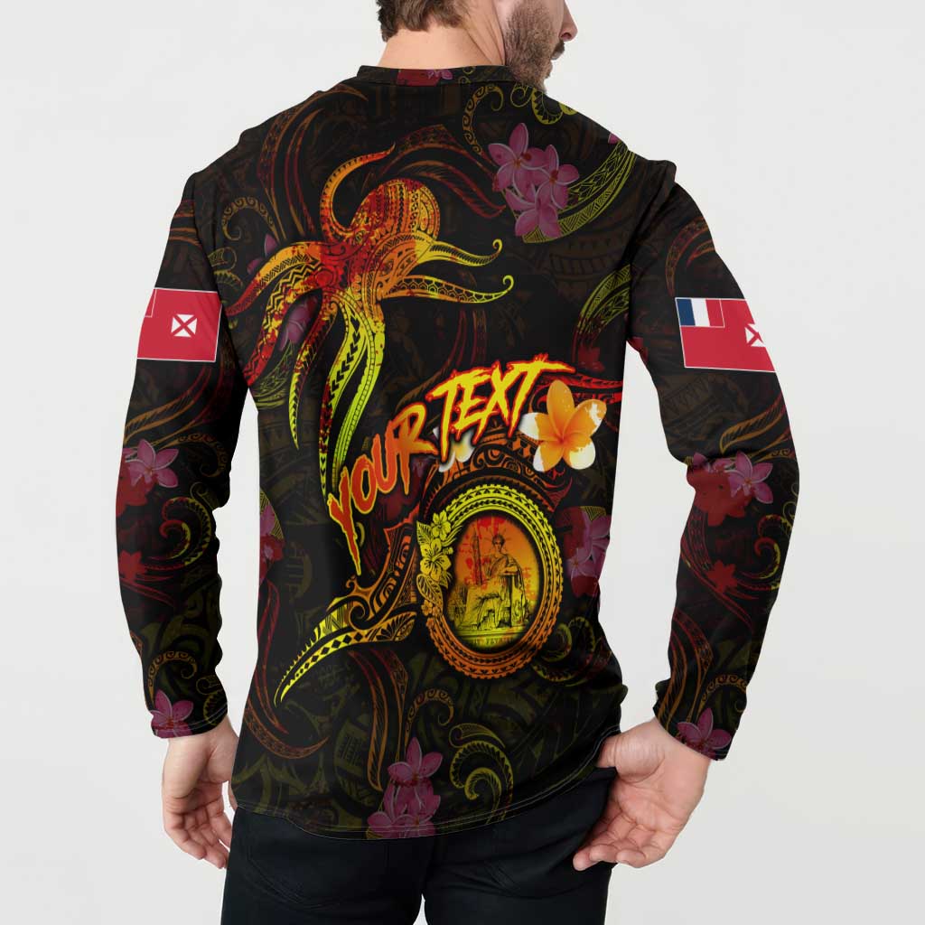 Wallis and Futuna Button Sweatshirt Octopus Plumeria Polynesian Tattoo