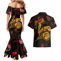 Wallis and Futuna Couples Matching Mermaid Dress and Hawaiian Shirt Octopus Plumeria Polynesian Tattoo