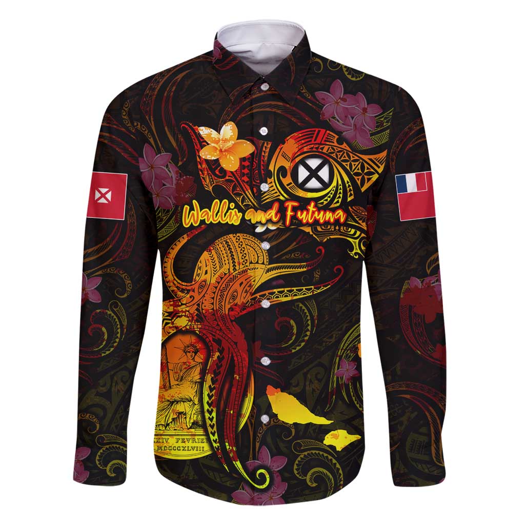 Wallis and Futuna Family Matching Long Sleeve Bodycon Dress and Hawaiian Shirt Octopus Plumeria Polynesian Tattoo