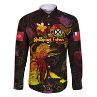 Wallis and Futuna Family Matching Long Sleeve Bodycon Dress and Hawaiian Shirt Octopus Plumeria Polynesian Tattoo