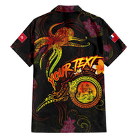 Wallis and Futuna Family Matching Off The Shoulder Long Sleeve Dress and Hawaiian Shirt Octopus Plumeria Polynesian Tattoo