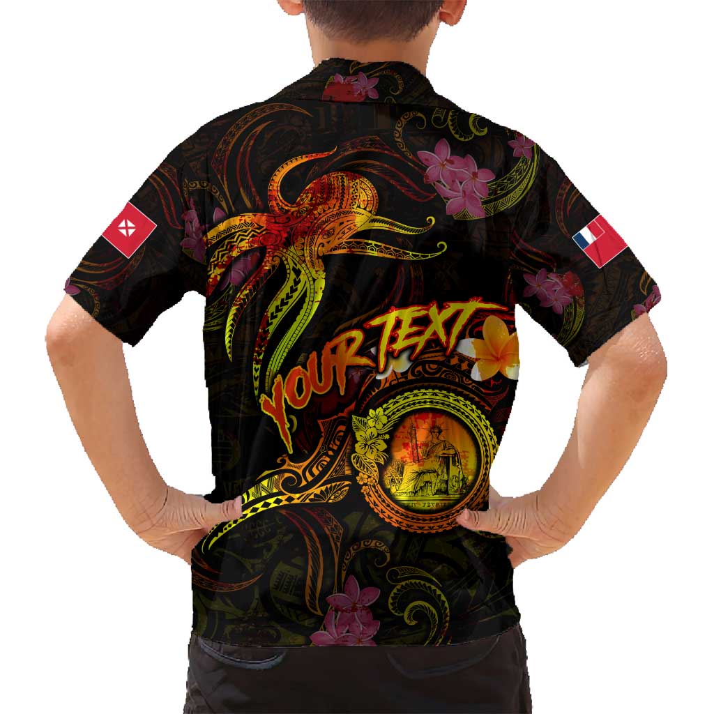 Wallis and Futuna Family Matching Puletasi and Hawaiian Shirt Octopus Plumeria Polynesian Tattoo