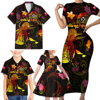 Wallis and Futuna Family Matching Short Sleeve Bodycon Dress and Hawaiian Shirt Octopus Plumeria Polynesian Tattoo