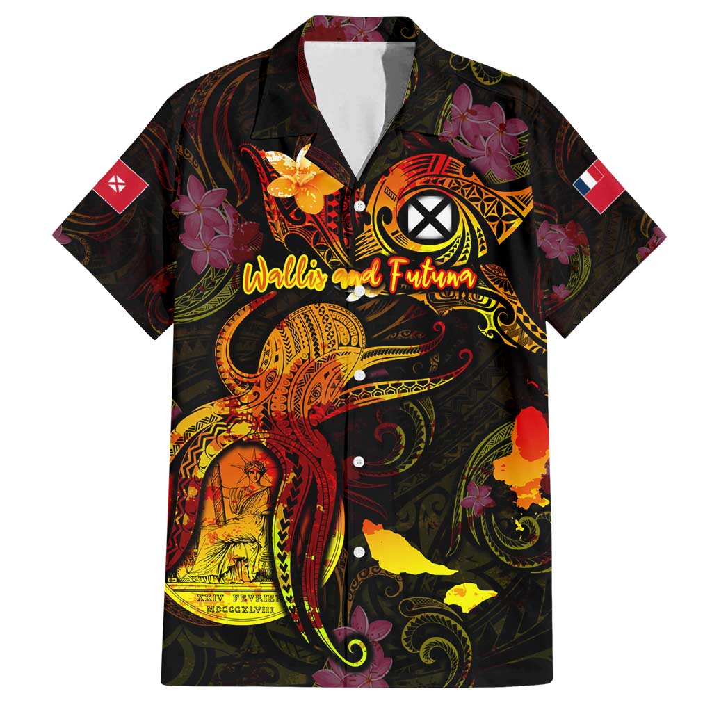 Wallis and Futuna Family Matching Tank Maxi Dress and Hawaiian Shirt Octopus Plumeria Polynesian Tattoo
