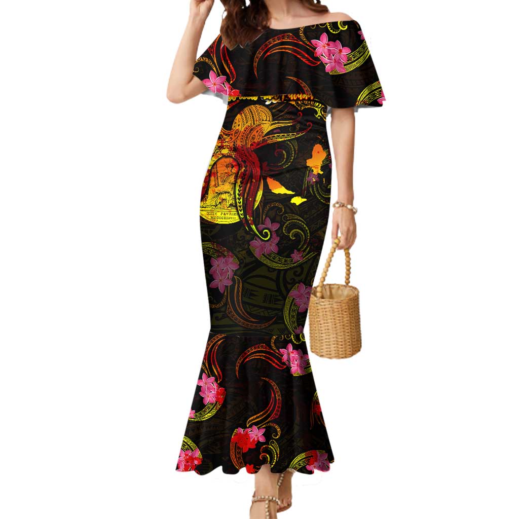 Wallis and Futuna Mermaid Dress Octopus Plumeria Polynesian Tattoo