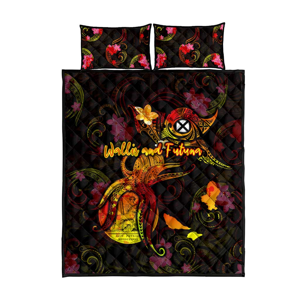 Wallis and Futuna Quilt Bed Set Octopus Plumeria Polynesian Tattoo