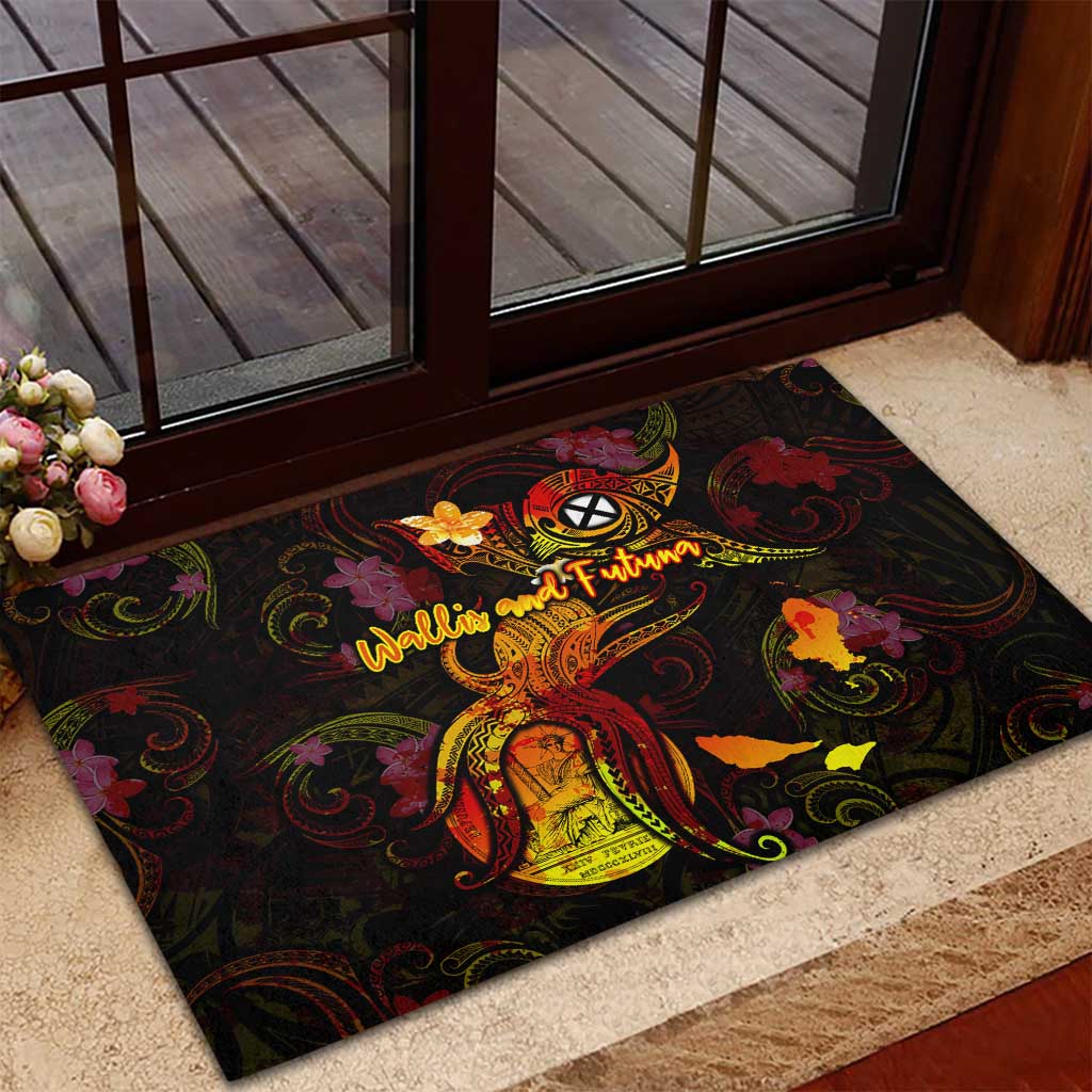 Wallis and Futuna Rubber Doormat Octopus Plumeria Polynesian Tattoo