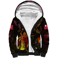 Wallis and Futuna Sherpa Hoodie Octopus Plumeria Polynesian Tattoo DT02 Unisex Black - Polynesian Pride